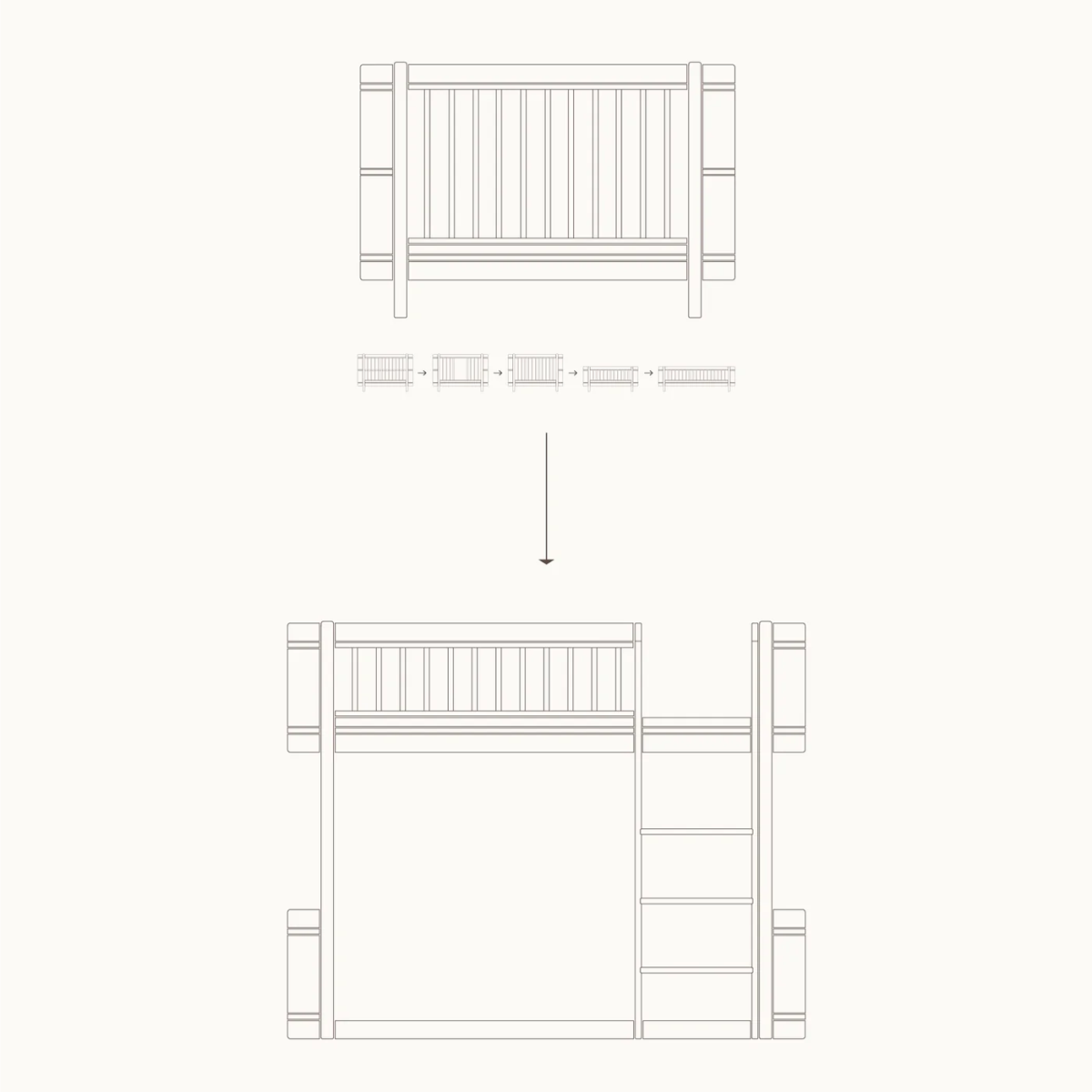 OLIVER FURNITURE - 041781 - Kit De Conversion - Lit Bébé Évolutif Mini+, Avec Kit Junior Inclus - En Lit Mezzanine Mi - haut, Chêne