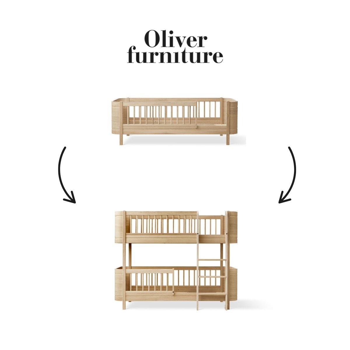 OLIVER FURNITURE - 041786 - Kit De Conversion Mini+, Lit Junior - En Lit Superposé Mi - haut, Chêne