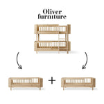 OLIVER FURNITURE - 041790 - Kit De Conversion Mini+, Lit Superposé Mi - haut - En 2 Lits Juniors, Chêne