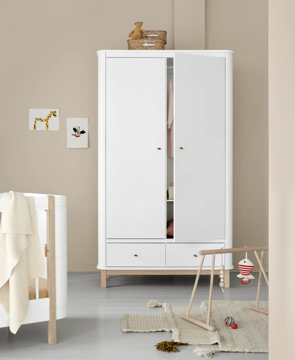 OLIVER FURNITURE - Armoire 2 Portes Wood, Blanc/Chêne