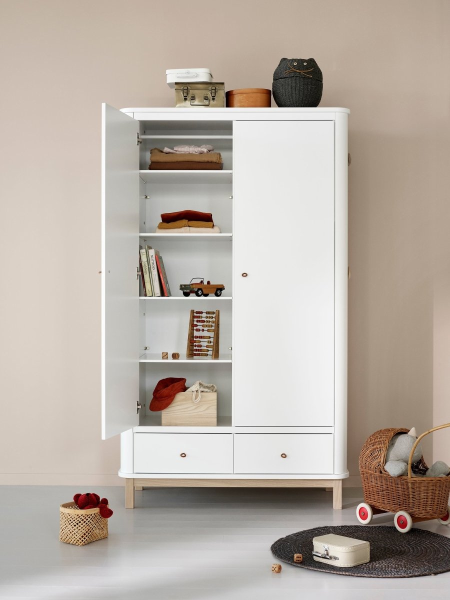 OLIVER FURNITURE - Armoire 2 Portes Wood, Blanc/Chêne