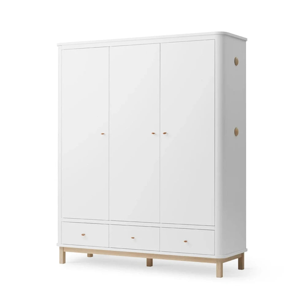 OLIVER FURNITURE - Armoire 3 Portes Wood, Blanc/Chêne