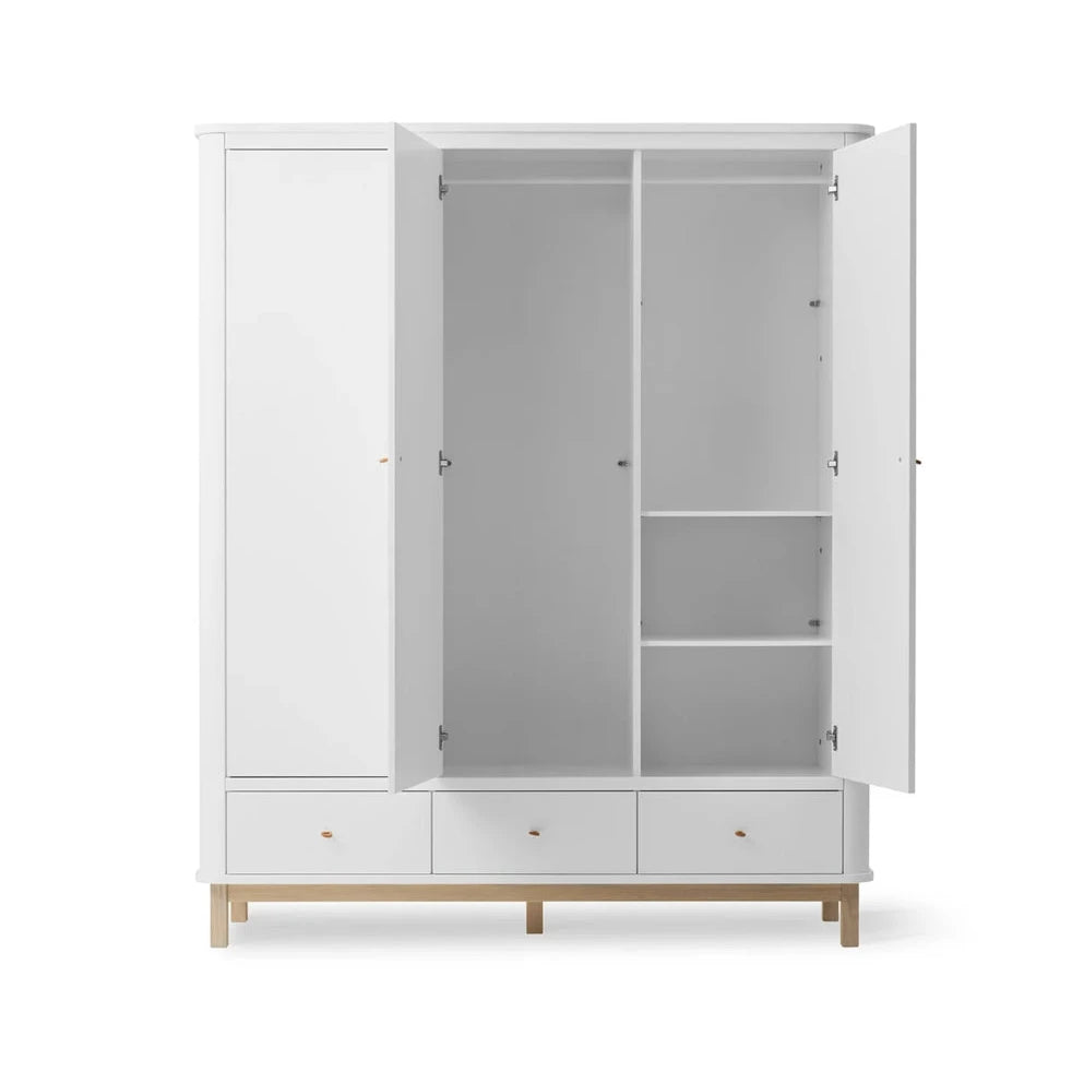 OLIVER FURNITURE - Armoire 3 Portes Wood, Blanc/Chêne
