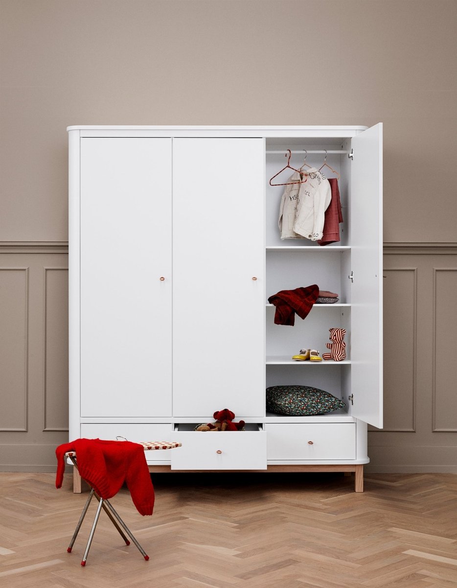 OLIVER FURNITURE - Armoire 3 Portes Wood, Blanc/Chêne
