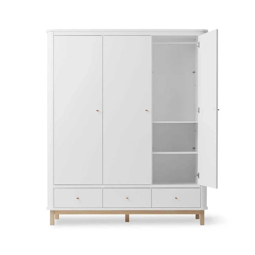 OLIVER FURNITURE - Armoire 3 Portes Wood, Blanc/Chêne