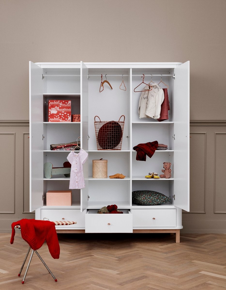 OLIVER FURNITURE - Armoire 3 Portes Wood, Blanc/Chêne