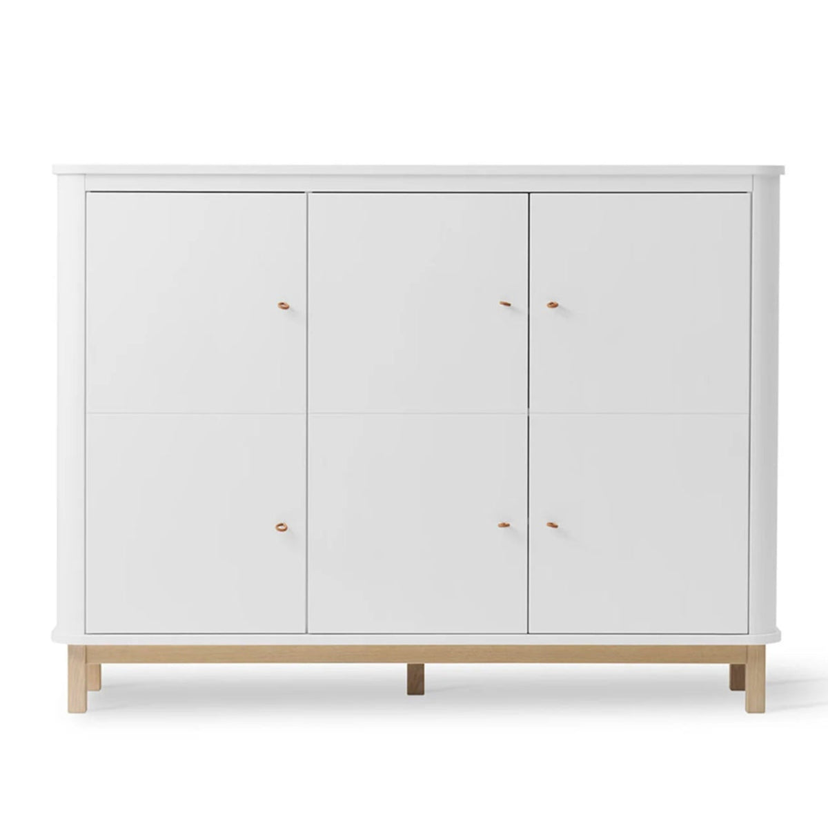 OLIVER FURNITURE - Armoire Multi - Rangement 3 Portes, Blanc/Chêne