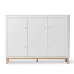 OLIVER FURNITURE - Armoire Multi - Rangement 3 Portes, Blanc/Chêne