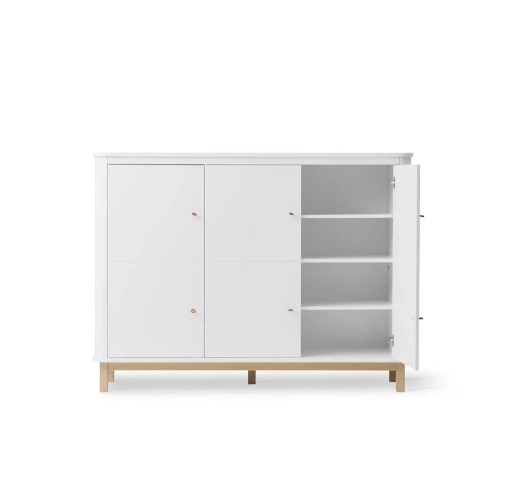OLIVER FURNITURE - Armoire Multi - Rangement 3 Portes, Blanc/Chêne
