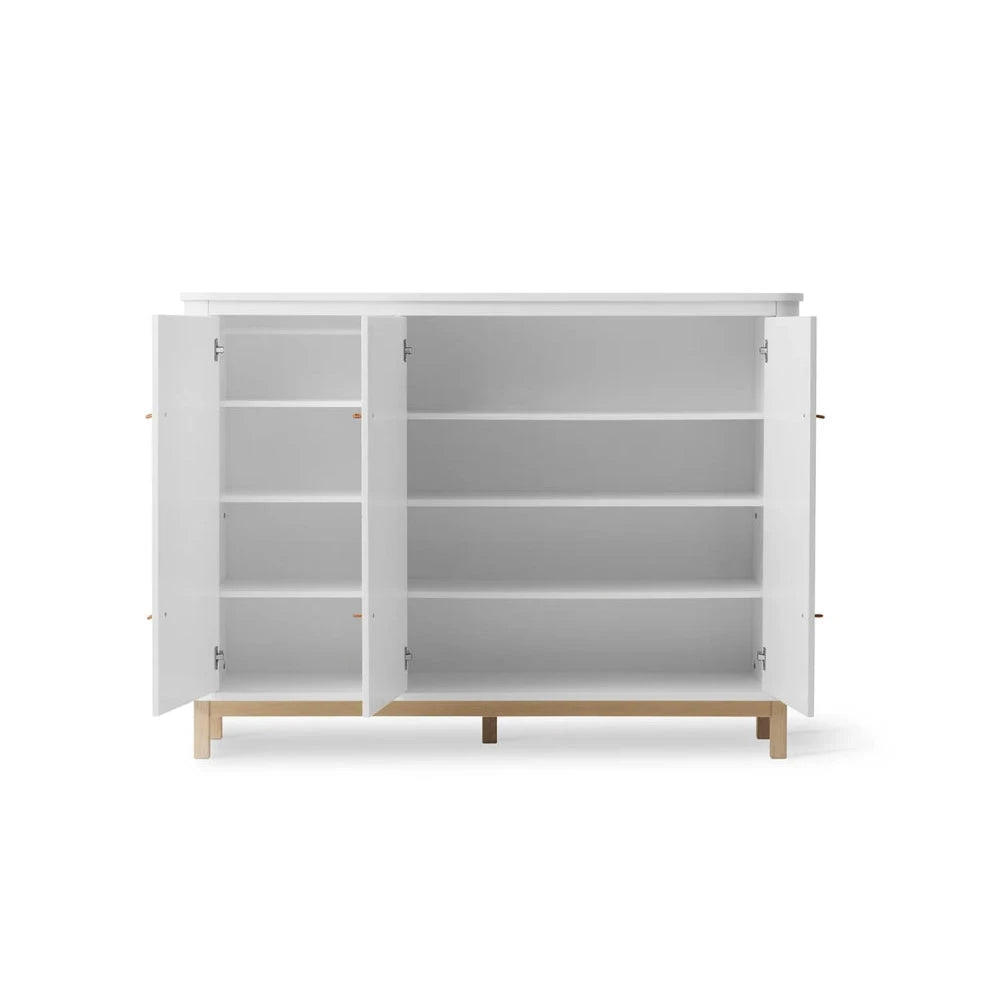 OLIVER FURNITURE - Armoire Multi - Rangement 3 Portes, Blanc/Chêne