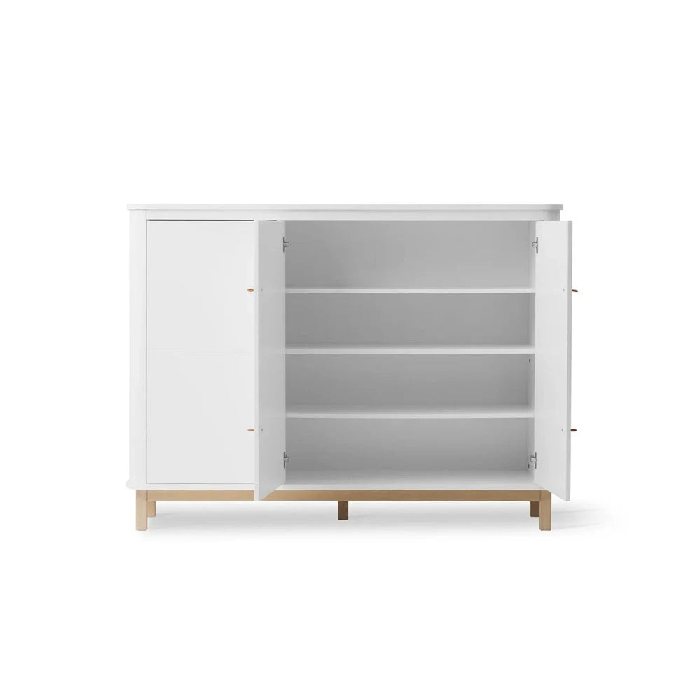 OLIVER FURNITURE - Armoire Multi - Rangement 3 Portes, Blanc/Chêne
