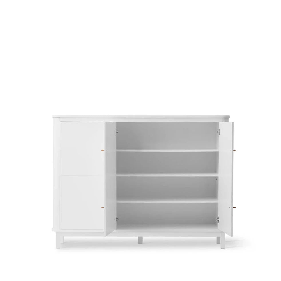 OLIVER FURNITURE - Armoire Multi - Rangement 3 Portes Wood, Blanc