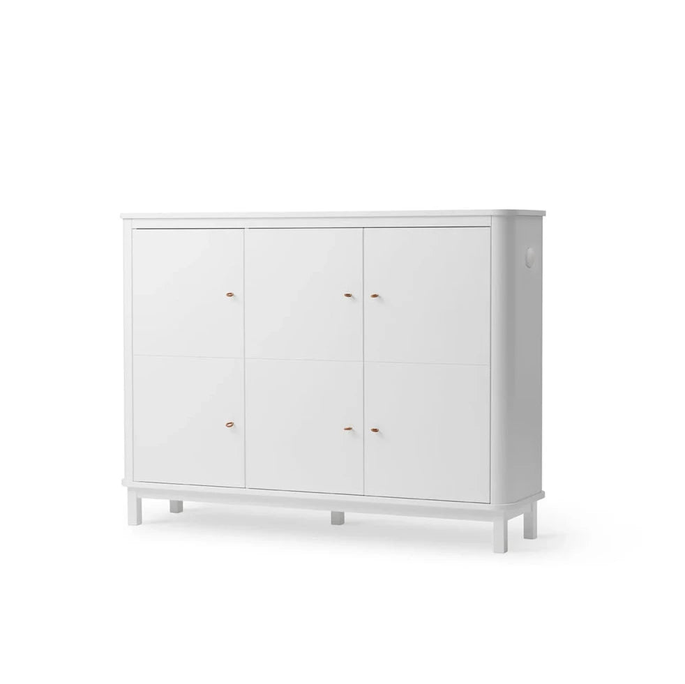 OLIVER FURNITURE - Armoire Multi - Rangement 3 Portes Wood, Blanc