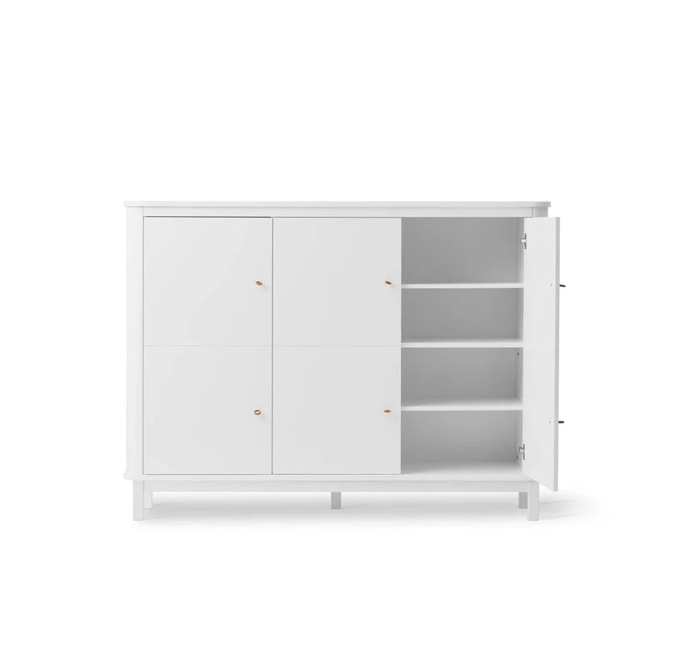 OLIVER FURNITURE - Armoire Multi - Rangement 3 Portes Wood, Blanc