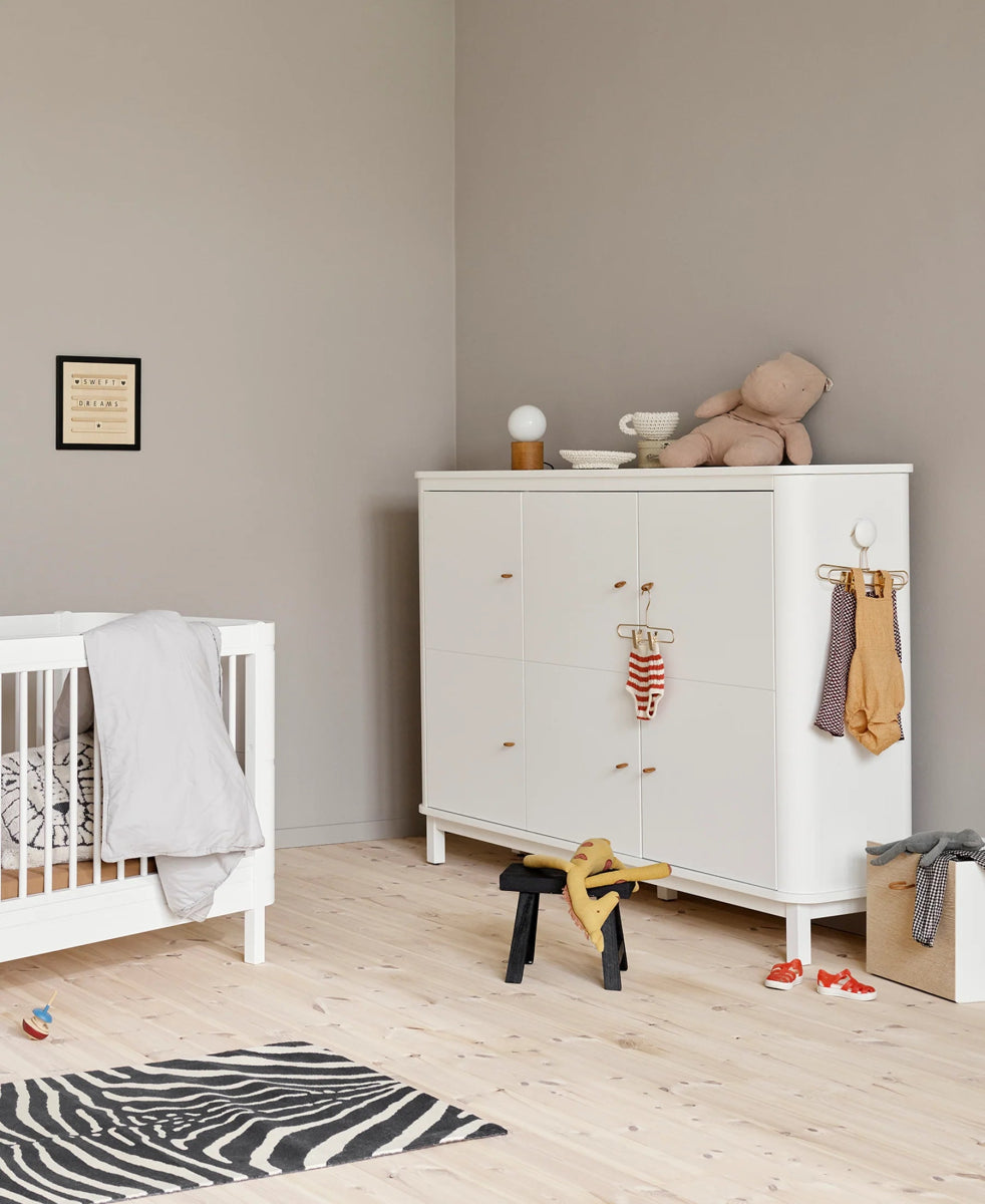 OLIVER FURNITURE - Armoire Multi - Rangement 3 Portes Wood, Blanc