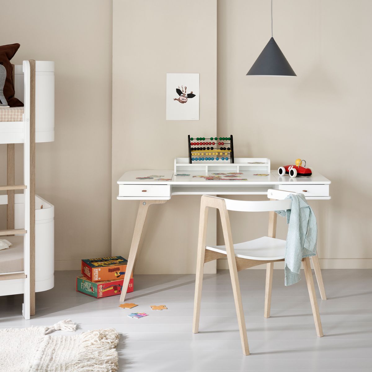 OLIVER FURNITURE - Bureau Wood 72,6 cm, Blanc/Chêne - Les Petits