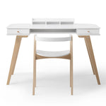 OLIVER FURNITURE - Bureau Wood 72,6 cm & Chaise Wood Avec Accoudoirs, L'ensemble, Blanc/Chêne