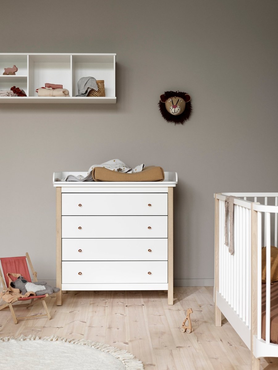 OLIVER FURNITURE - Commode 4 Tiroirs Wood, Blanc/Chêne