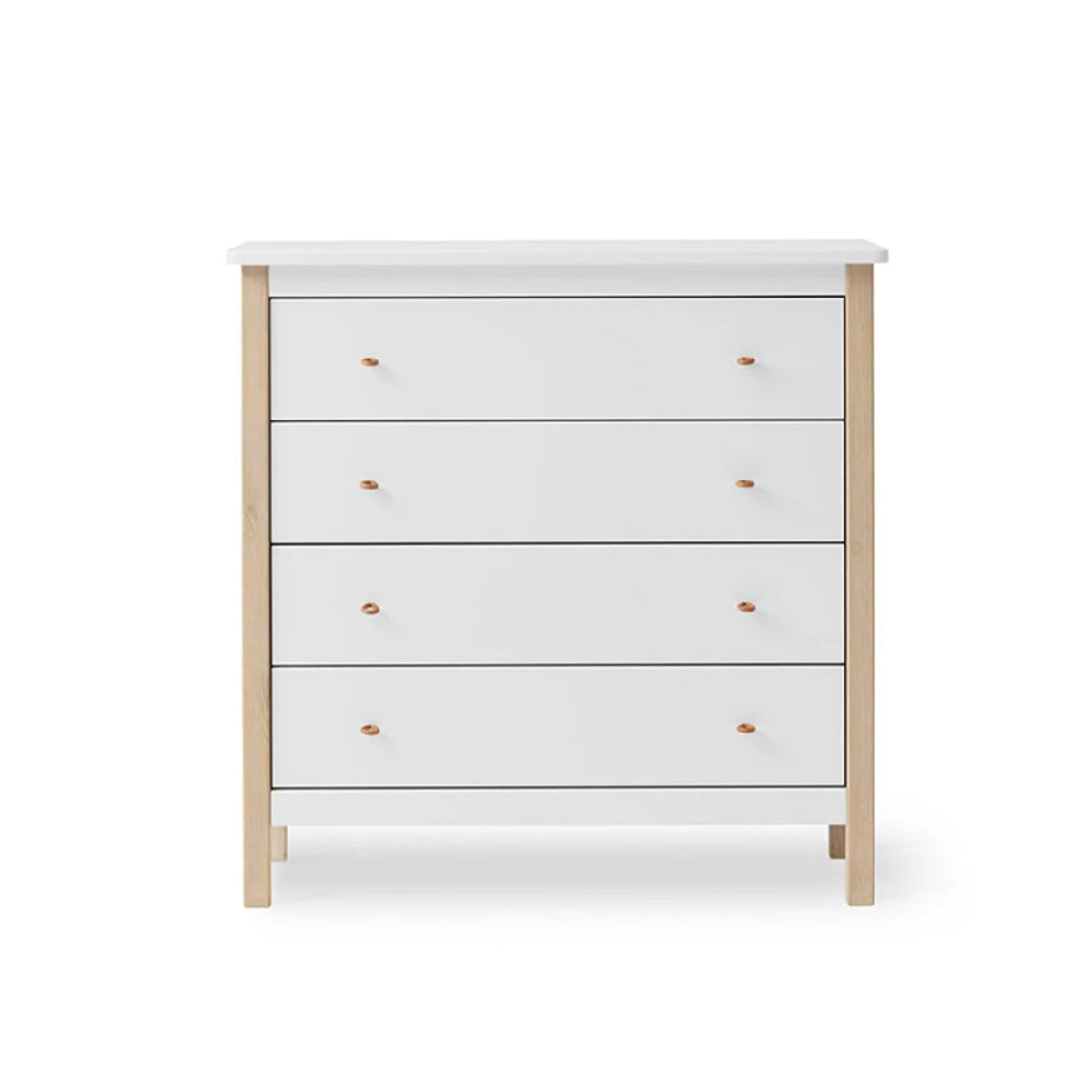 OLIVER FURNITURE - Commode 4 Tiroirs Wood, Blanc/Chêne