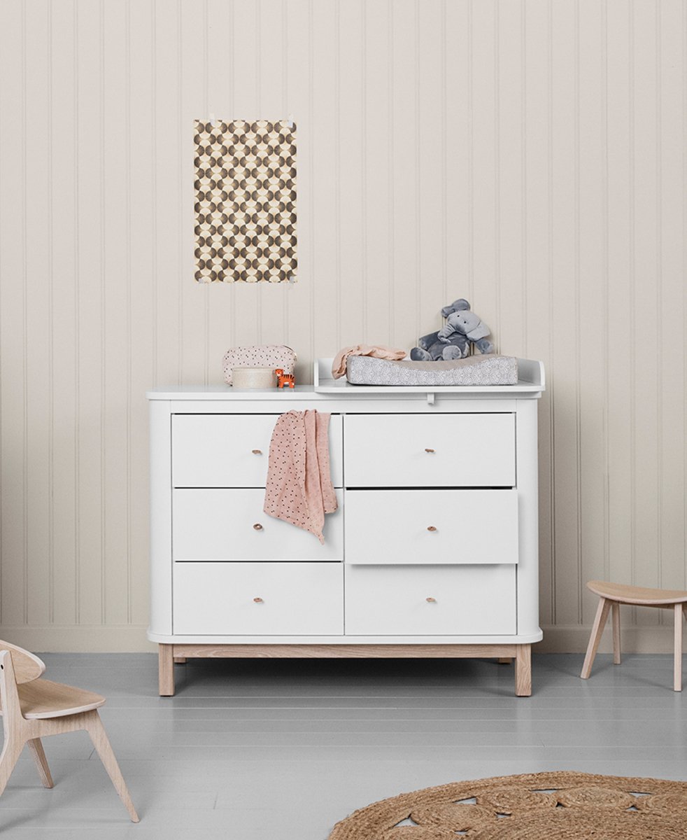 OLIVER FURNITURE - Commode 6 Tiroirs Wood, Blanc/Chêne