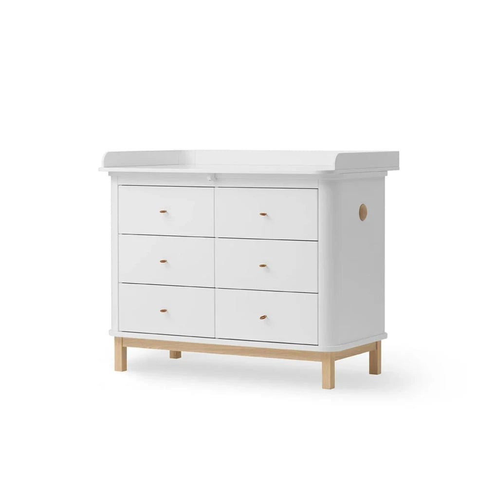 OLIVER FURNITURE - Commode à Langer 6 Tiroirs Wood, Blanc/Chêne