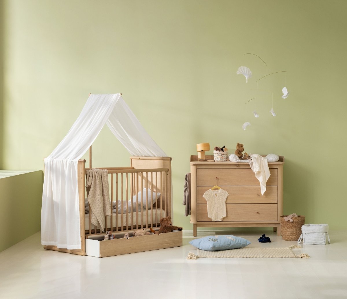 OLIVER FURNITURE-Lit Bébé/Lit Camp Novel Oliver Furniture, 60x120/120x200 Cm, Chêne