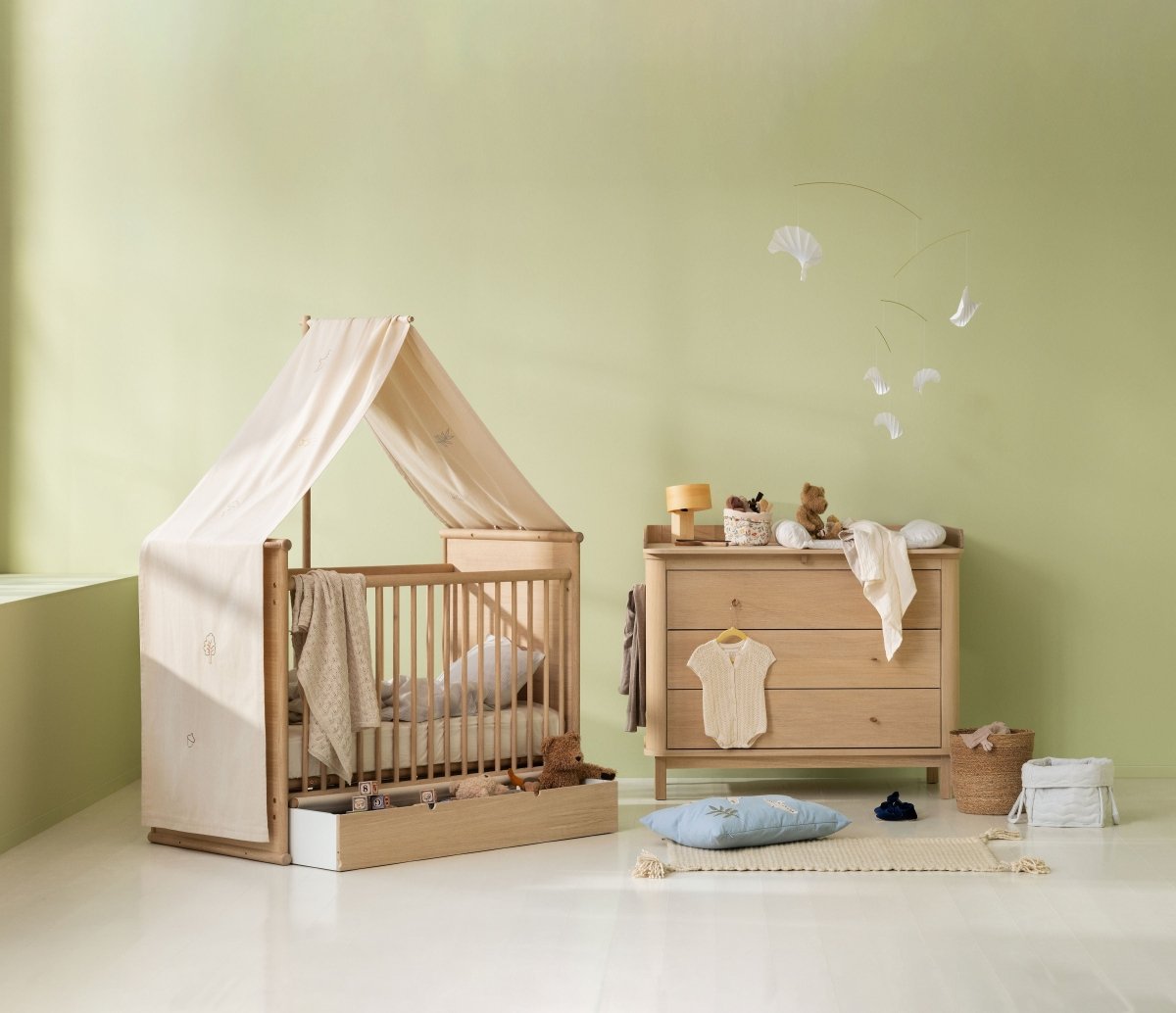 OLIVER FURNITURE-Lit Bébé/Lit Camp Novel Oliver Furniture, 60x120/120x200 Cm, Chêne