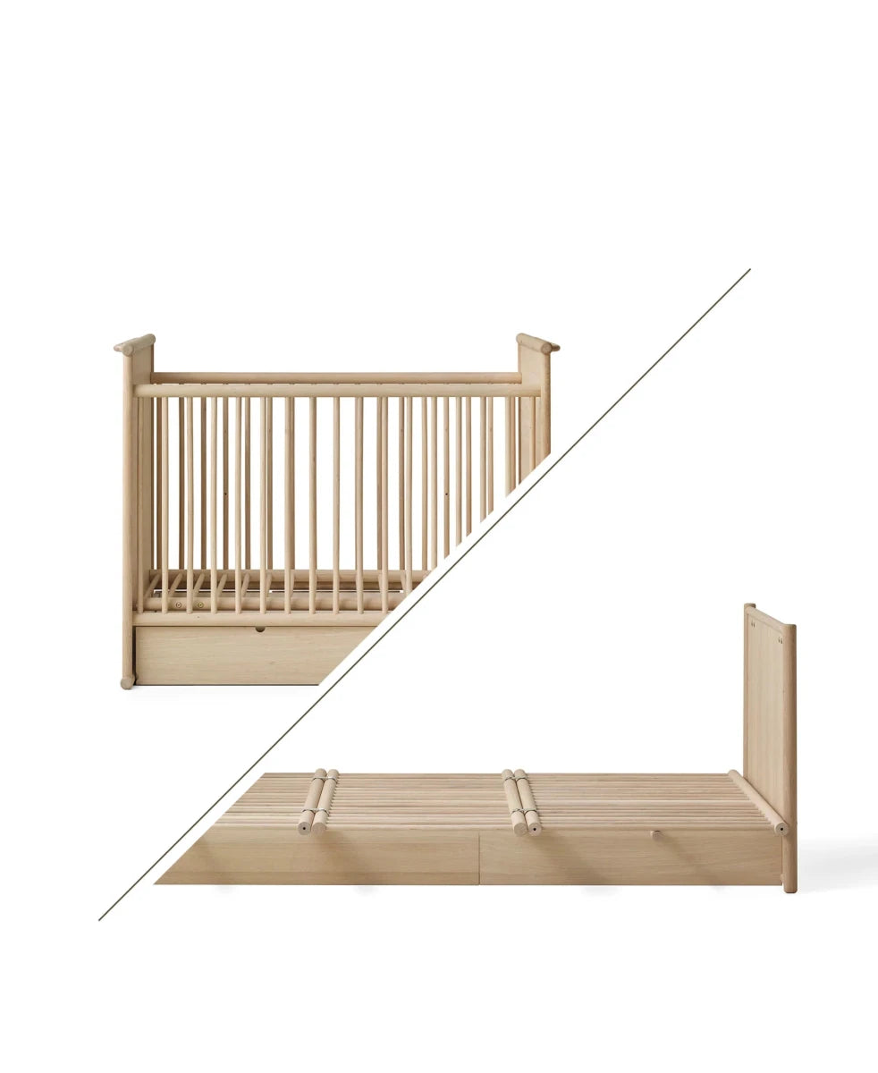 OLIVER FURNITURE-Lit Bébé/Lit Camp Novel Oliver Furniture, 60x120/120x200 Cm, Chêne