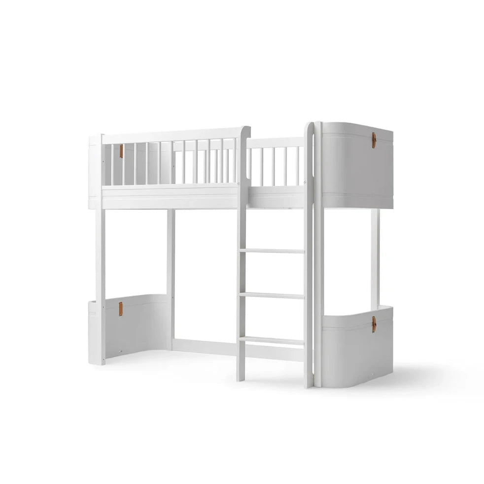 OLIVER FURNITURE - Lit Mezzanine Mi - haut Wood Mini+, Blanc