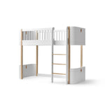 OLIVER FURNITURE - Lit Mezzanine Mi - haut Wood Mini+, Blanc/Chêne