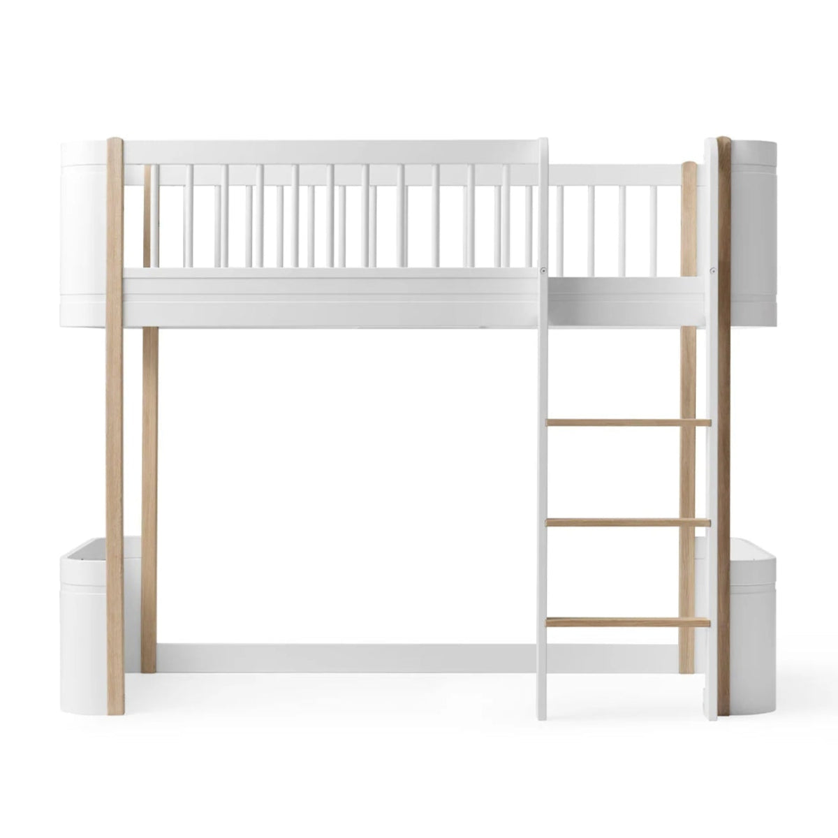 OLIVER FURNITURE - Lit Mezzanine Mi - haut Wood Mini+, Blanc/Chêne