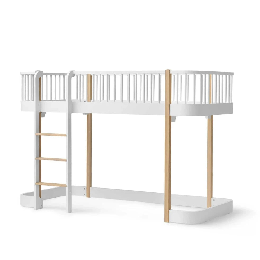 OLIVER FURNITURE - Lit Mezzanine Mi - haut Wood Original, Blanc/Chêne