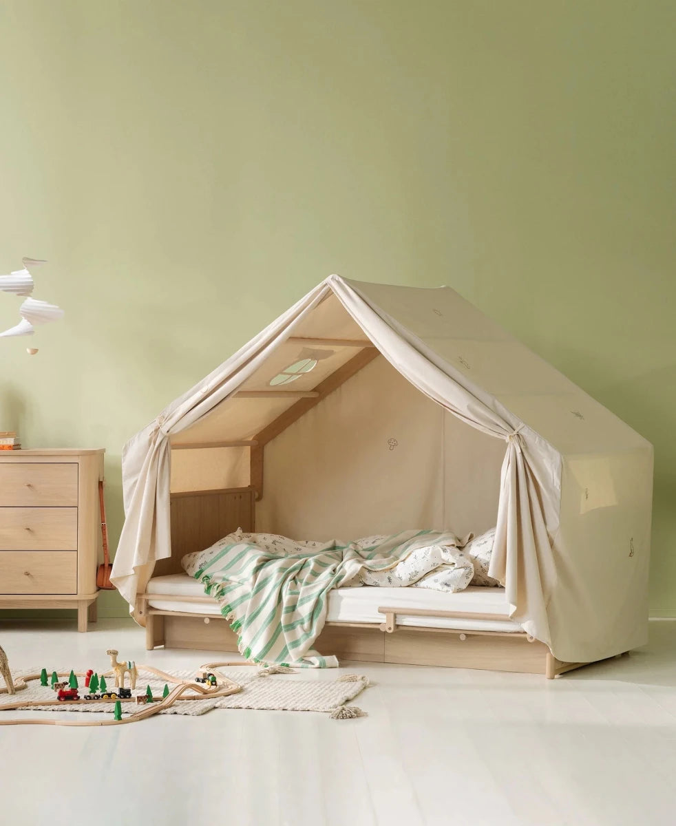 OLIVER FURNITURE-Structure Cabane Pour Lit Novel 120 X 200 Cm, Bouleau/chêne