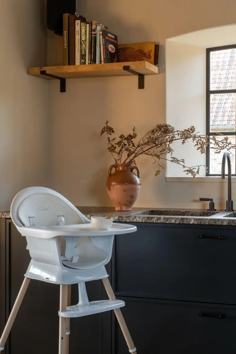 QUAX - Chaise Bébé Evolutive Ultimo 3 Luxe - Blanc - Naturel