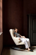 QUAX-Fauteuil À Bascule De Luxe - Pluche Chalk