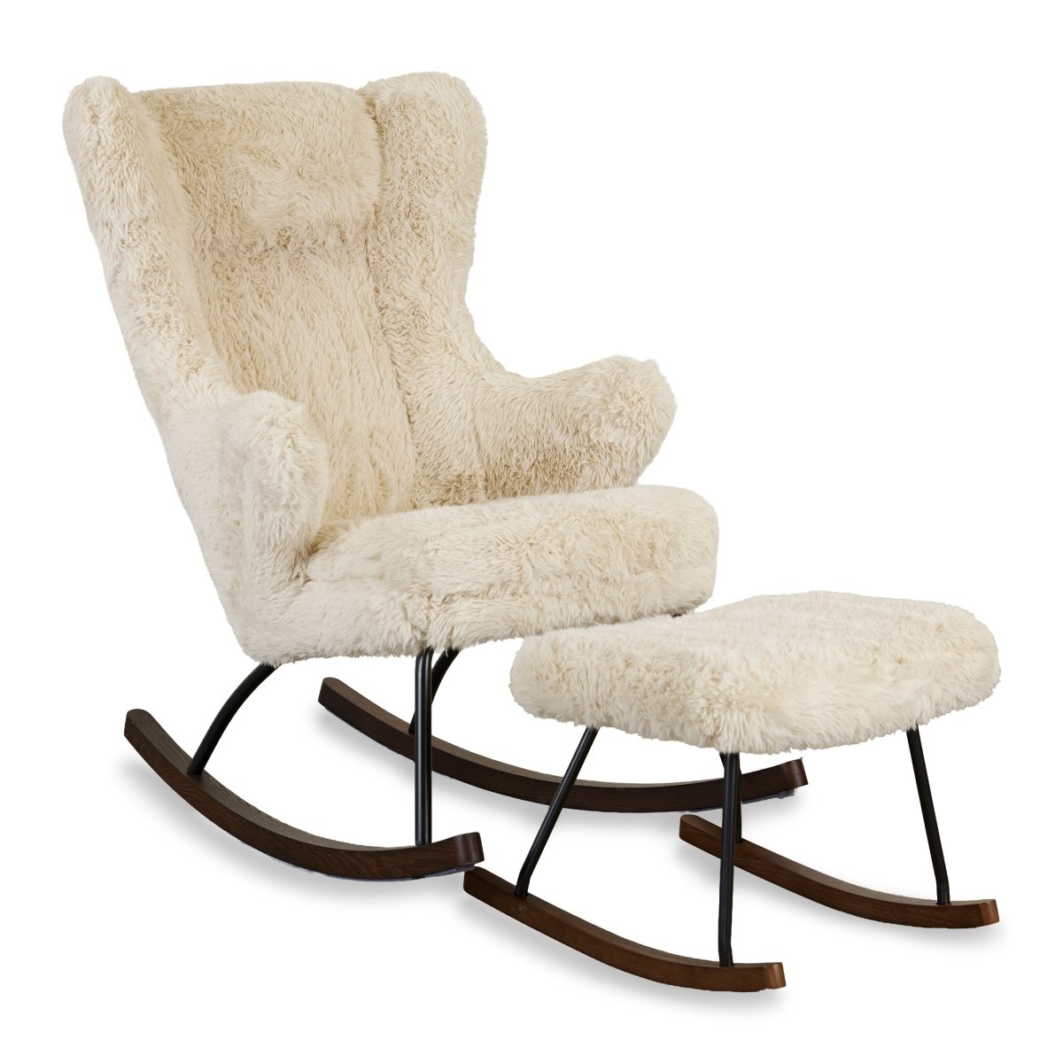 QUAX-Fauteuil À Bascule De Luxe - Pluche Chalk