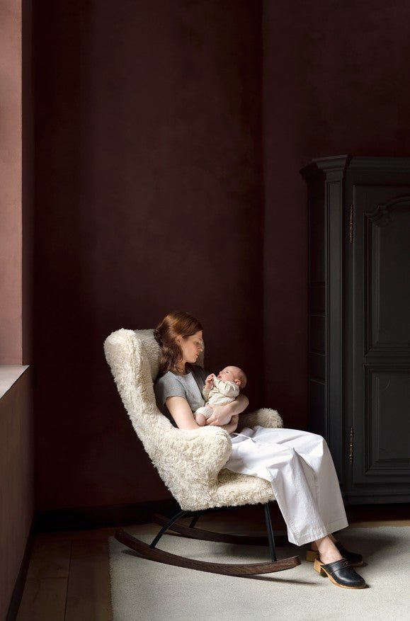 QUAX-Fauteuil À Bascule De Luxe - Pluche Chalk