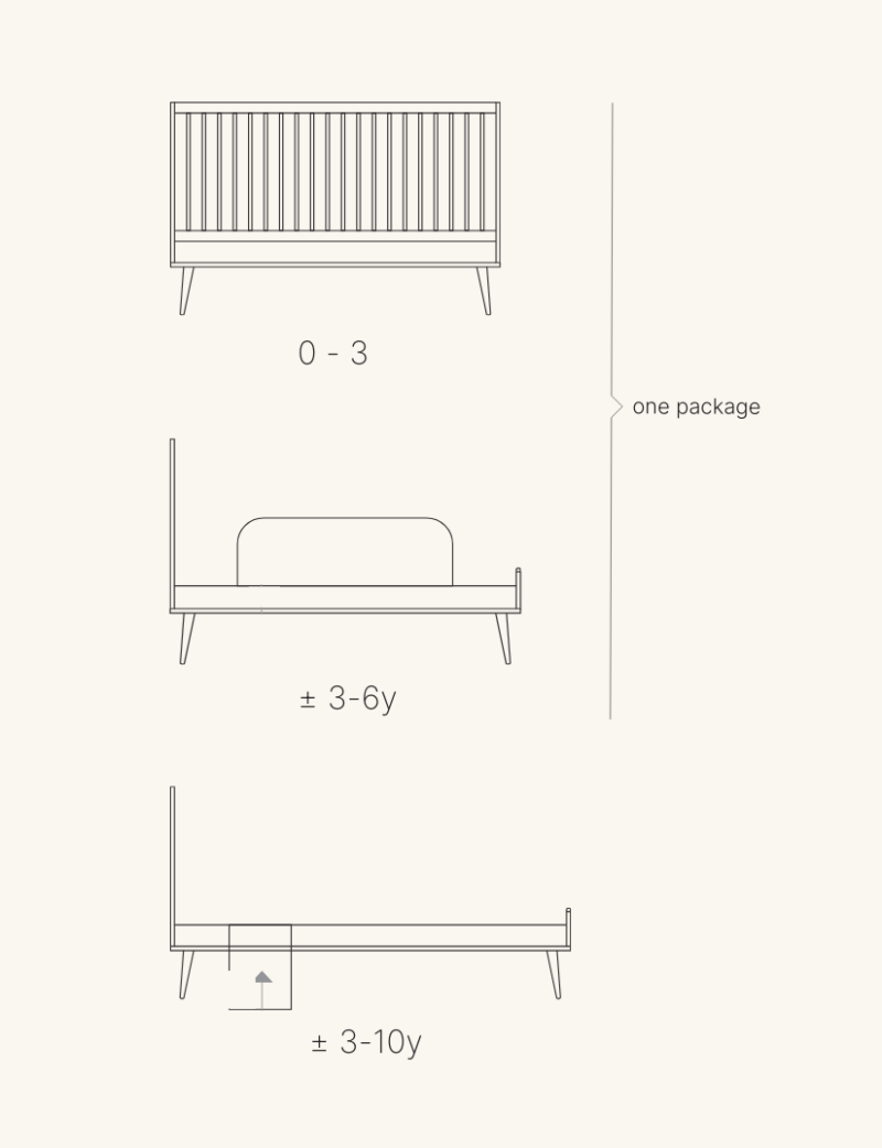 QUAX - Lit Bébé Évolutif Flow 140 x 70 cm - Frêne Miel