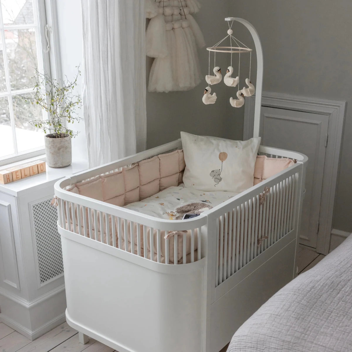 SEBRA - Lit Bébé évolutif Sebra en Bois 70x110 cm - Blanc