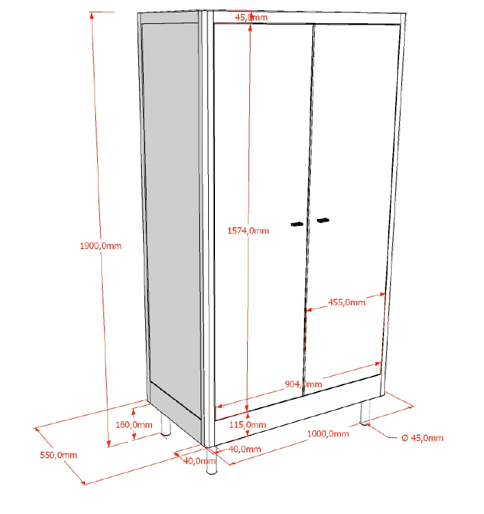 VIPACK-Armoire 2 Portes Forrest – En Chêne
