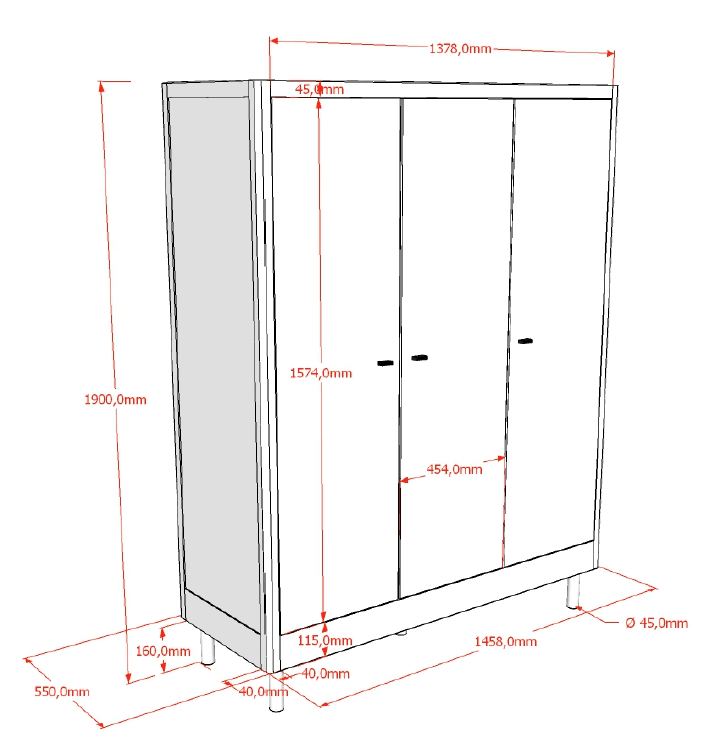 VIPACK-Armoire 3 Portes Forrest – En Hêtre Blanc