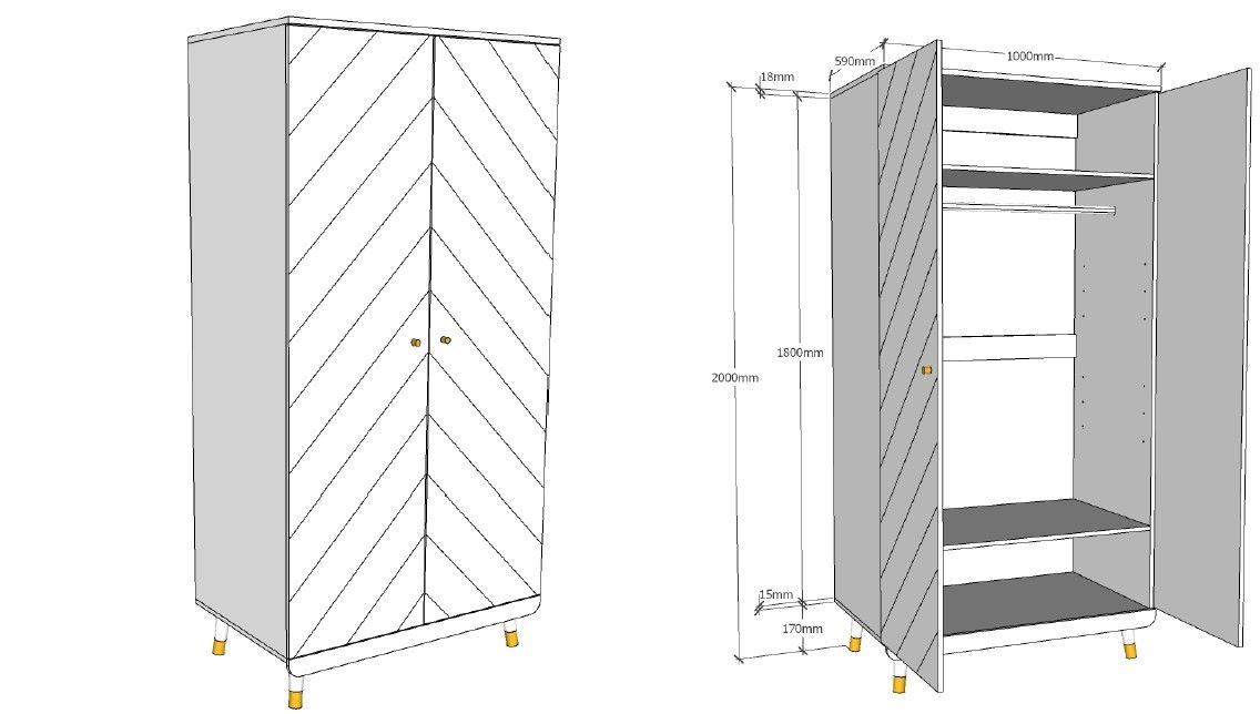 VIPACK - Armoire BILLY 2 Portes Blanc Satiné