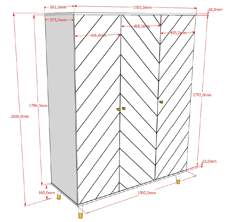 VIPACK - Armoire BILLY 3 Portes Blanc Satiné