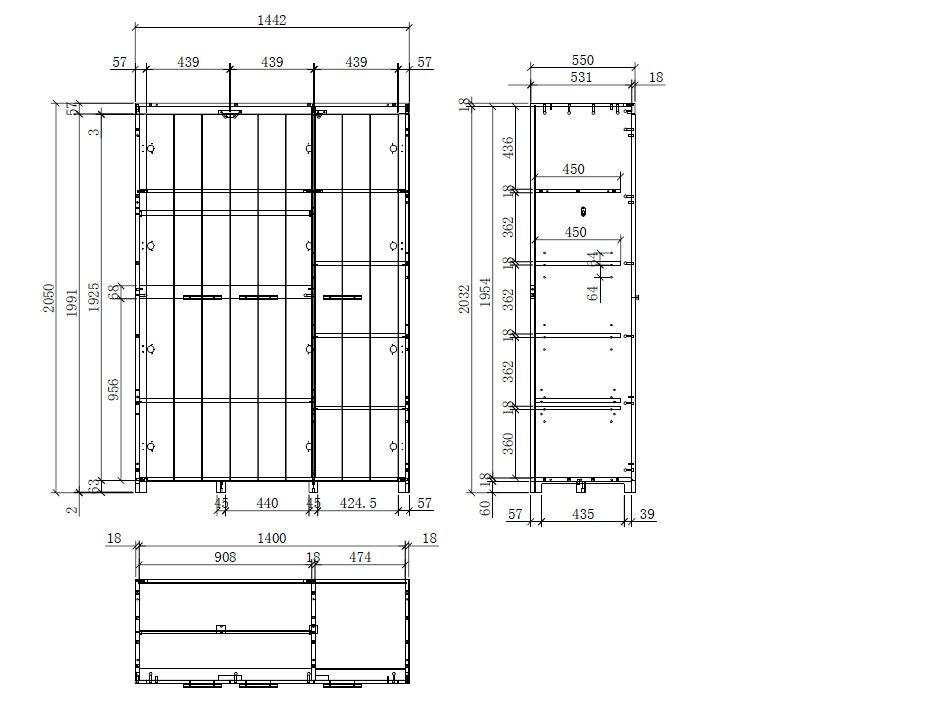 VIPACK - Armoire ERIK 3 Portes Blanc