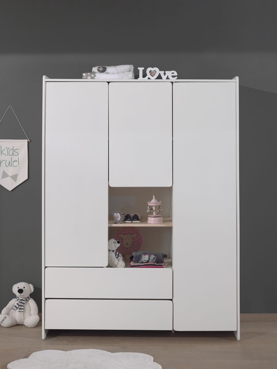 VIPACK - Armoire KIDDY 3 Portes Blanc