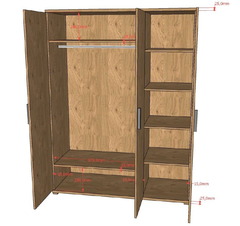 VIPACK - Armoire SAM 3 Portes Chêne