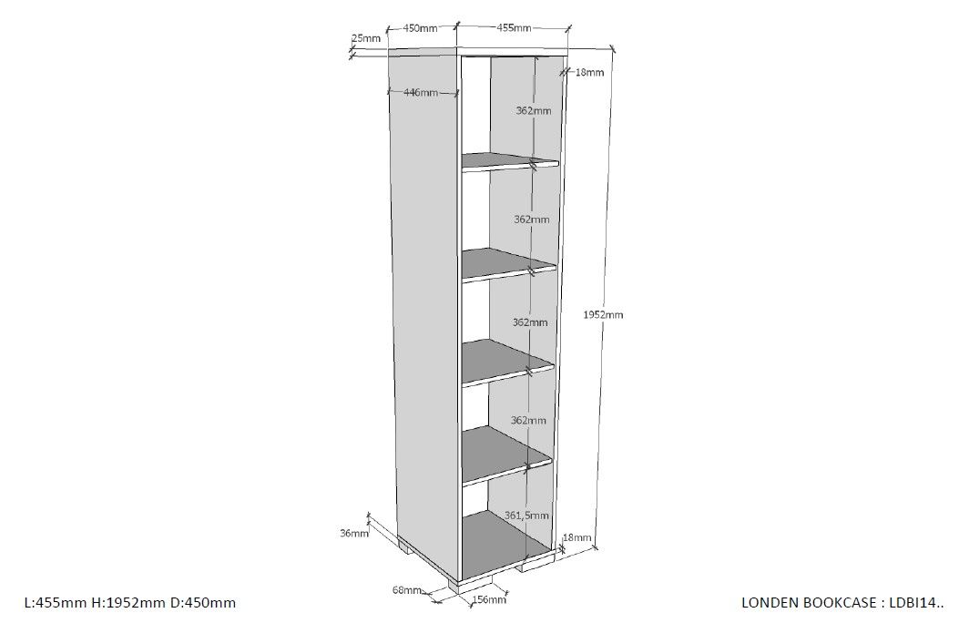 VIPACK - Bibliothèque LONDON Anthracite