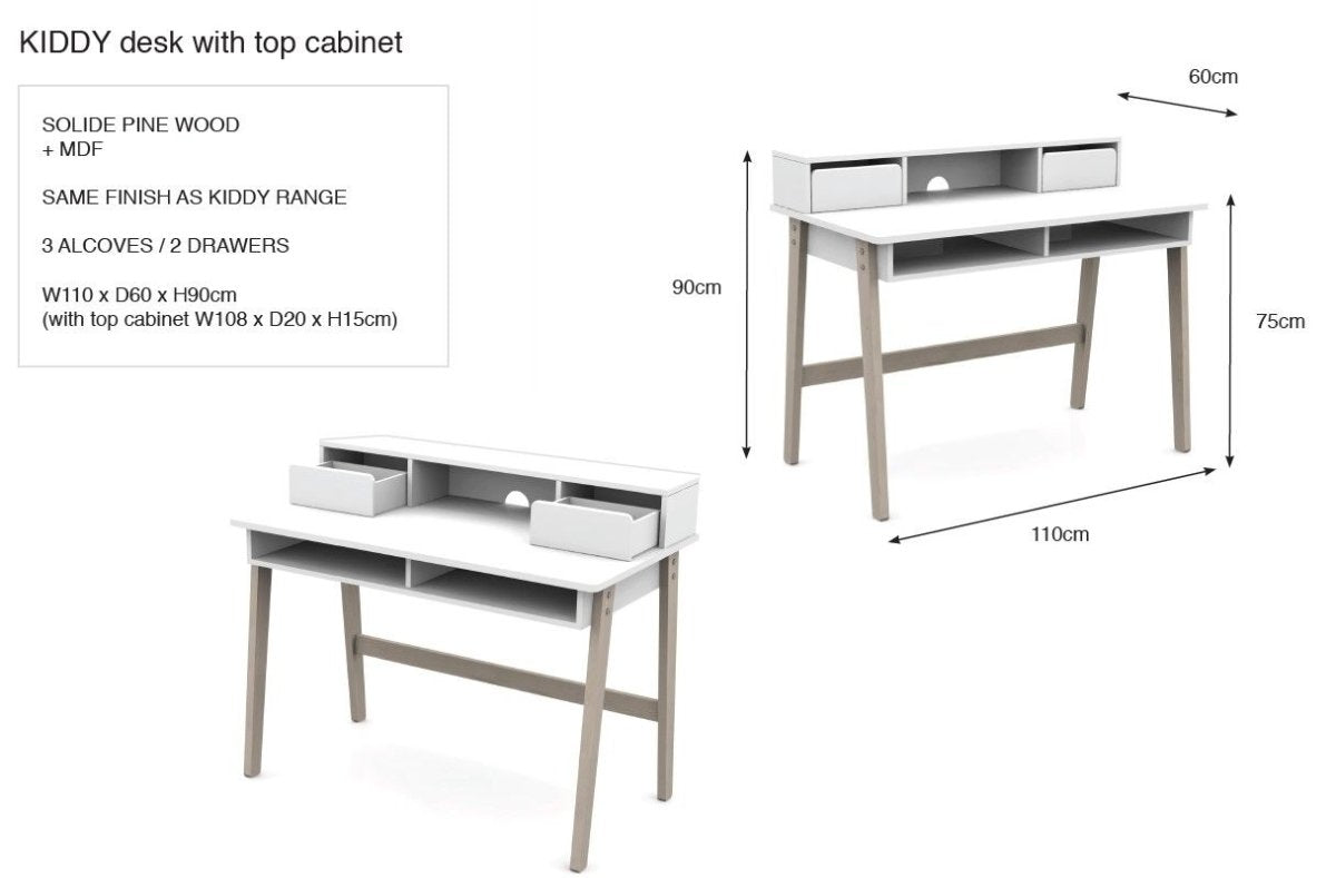 VIPACK - Bureau KIDDY Blanc