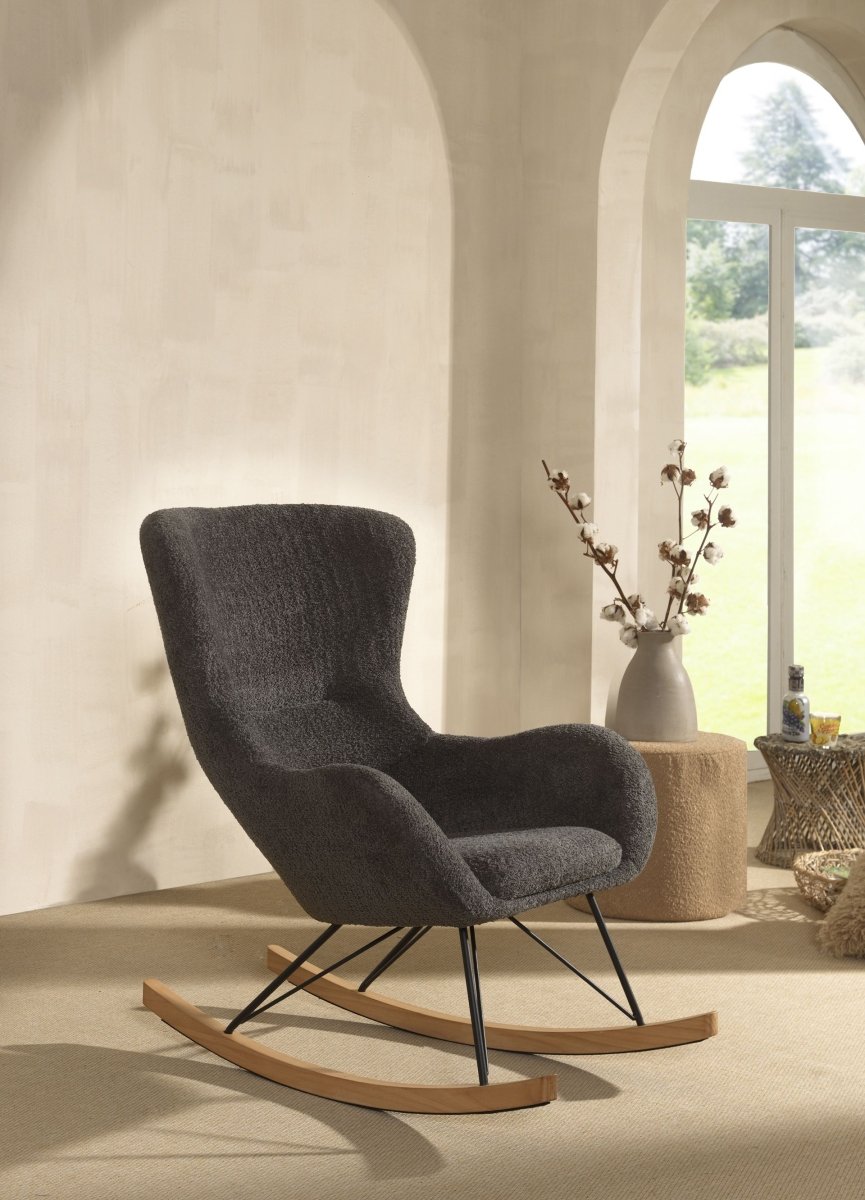 VIPACK - Chaise À Bascule Maxi ROCKY Bouclé Anthracite