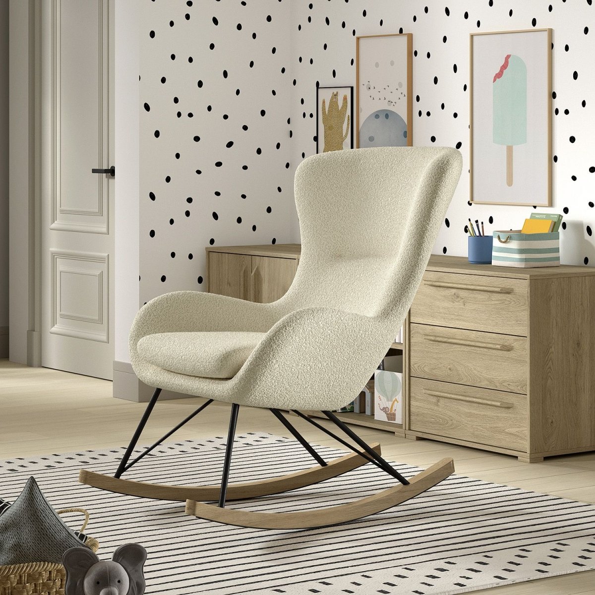 VIPACK - Chaise À Bascule Maxi ROCKY Bouclé Beige